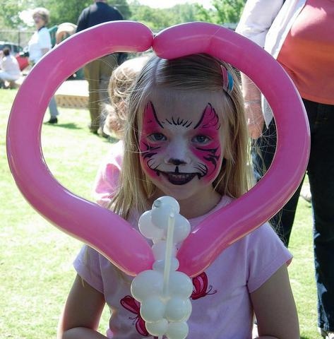 Pink Kitty Party Face Paint with Balloon Dog