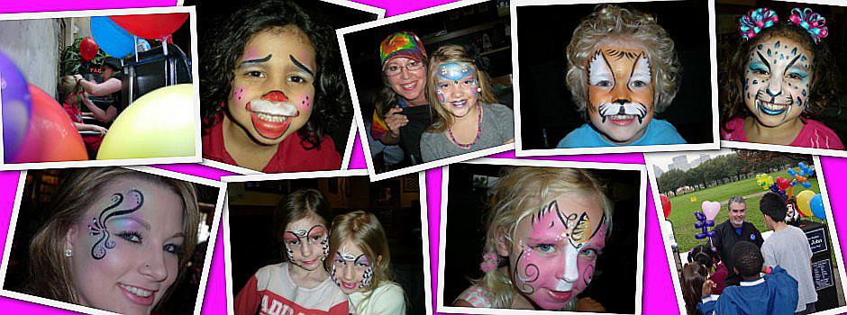 Several Images of Face Painting and Balloon Art