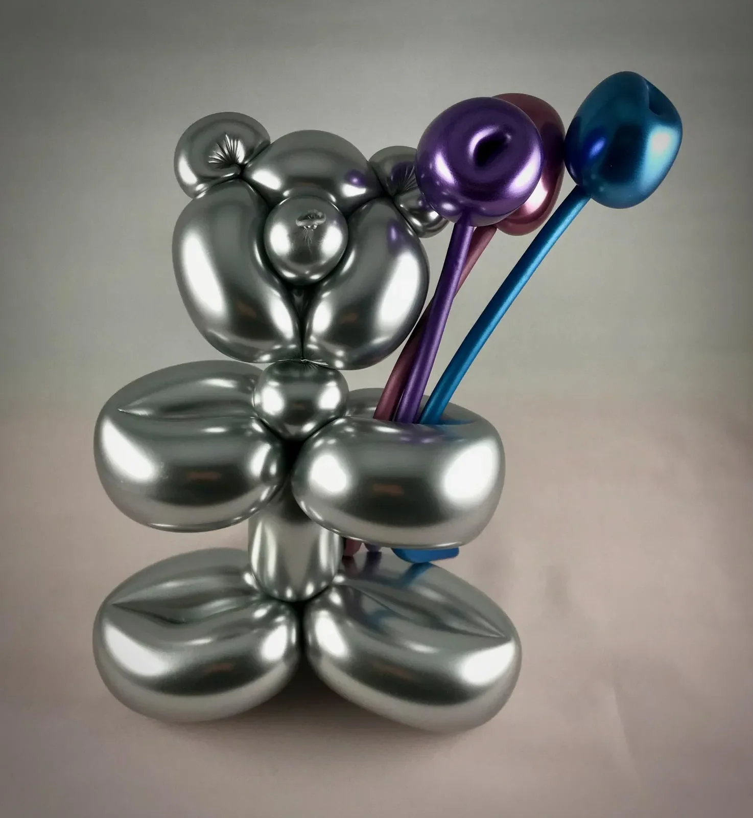 Teddy Bear Balloon with Flowers Balloon Art